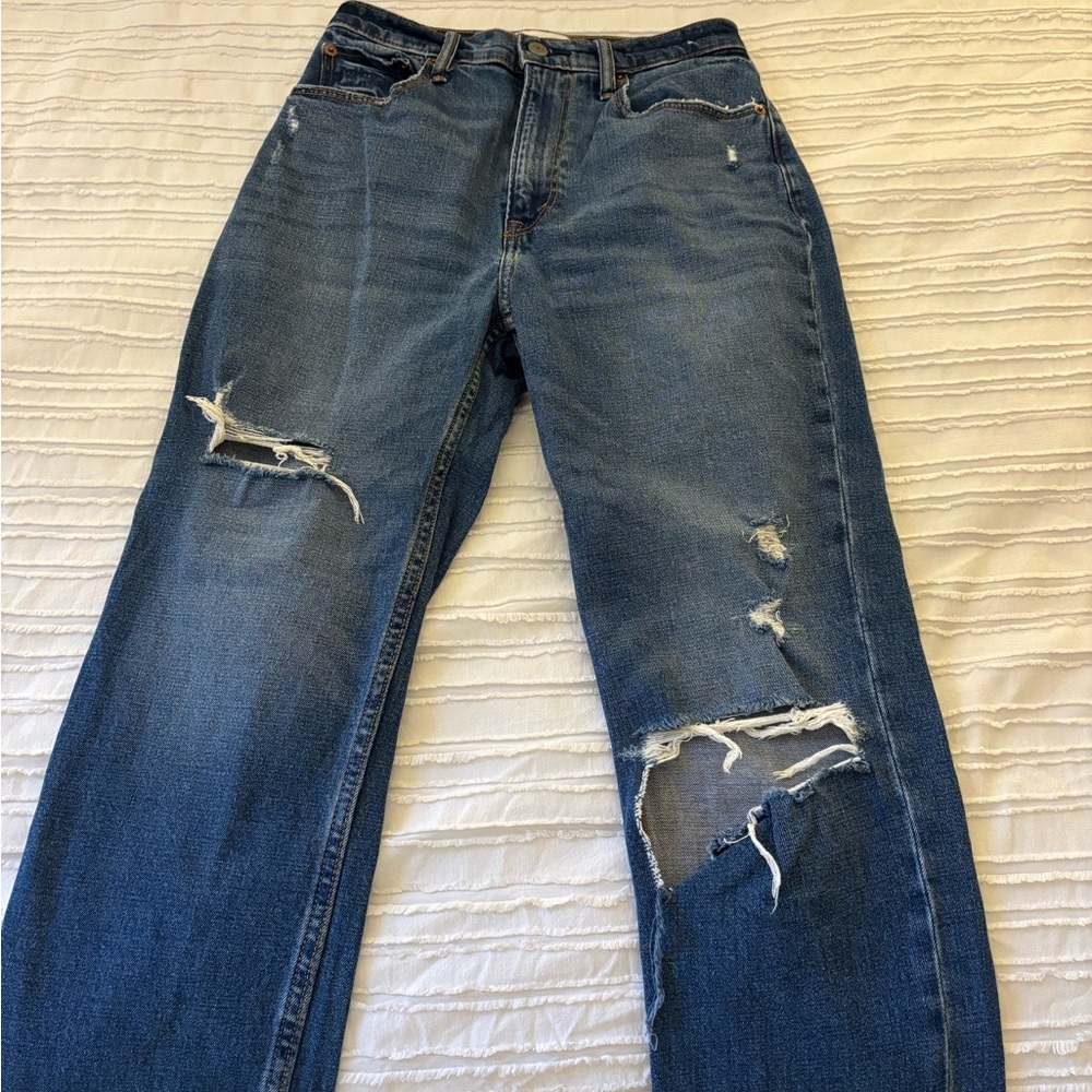 Abercrombie curve love straight leg ankle crop